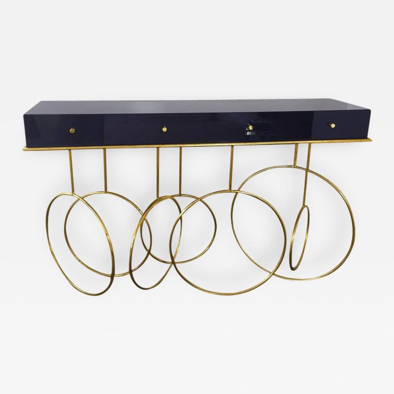 Brass and Lucite Console Table by Amparo Calderon Tapia