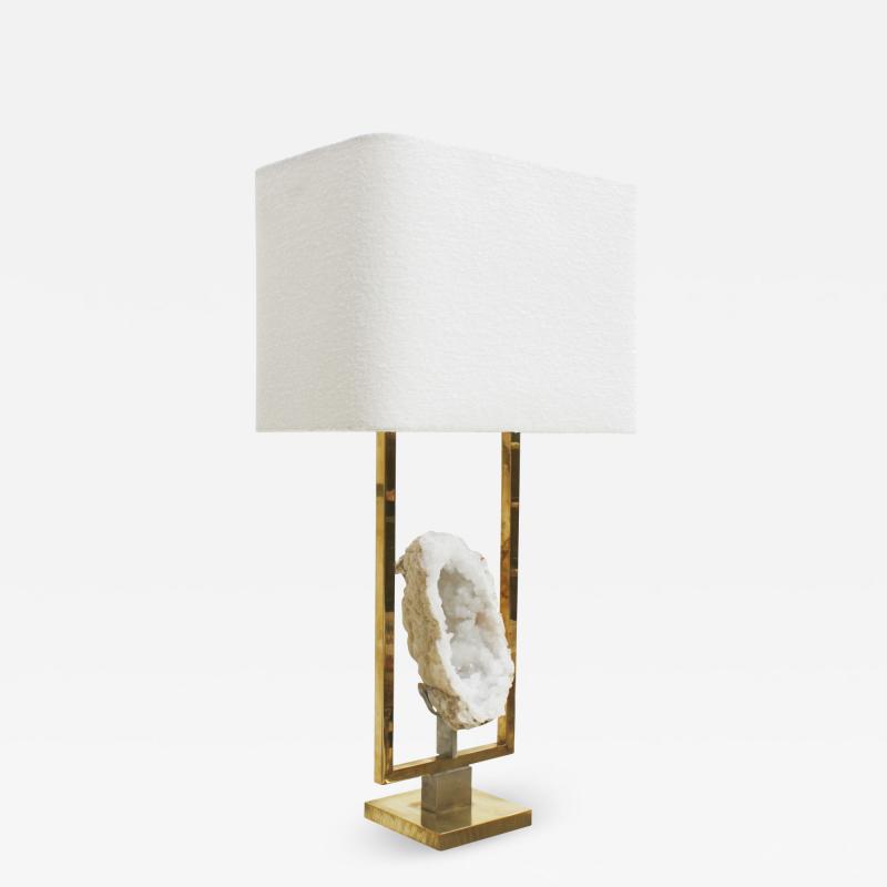 Brass and Natural Stone Table Lamp France 1970s