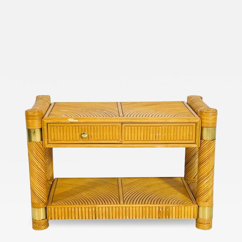 Brass and Pencil Reed Console Table After Karl Springer