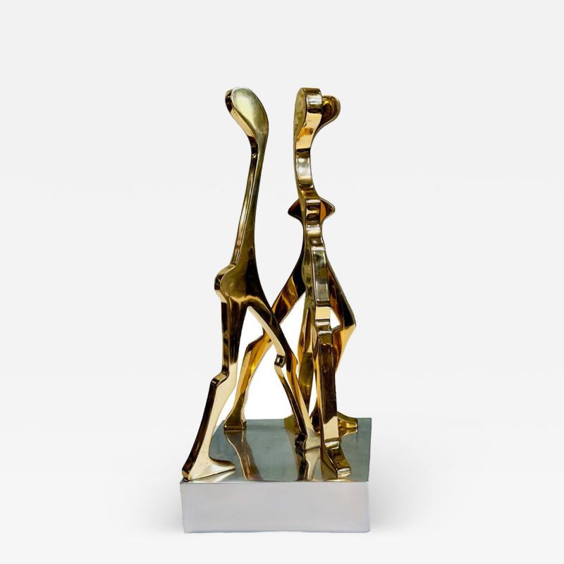 Brass and Polished Aluminum Figurative Sculpture attributed Jean Arp 1970