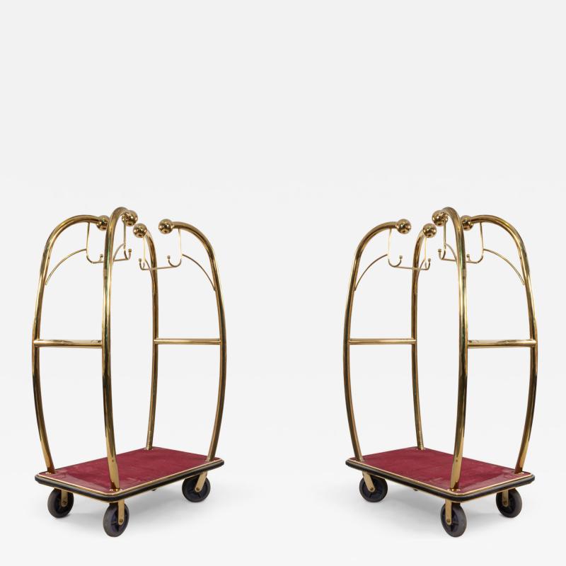 Brass and Red Carpet Hotel Luggage Carts