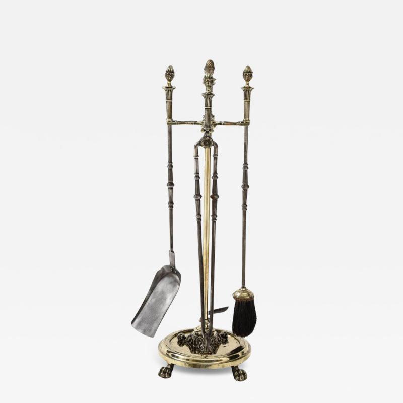 Brass and Steel Firetools in Brass Stand