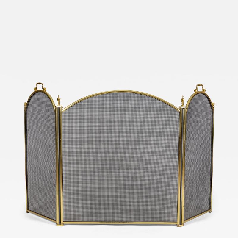 Brass and Wire Three Panel Folding Fireplace Screen