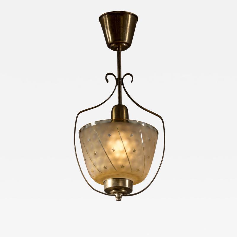 Brass and glass pendant