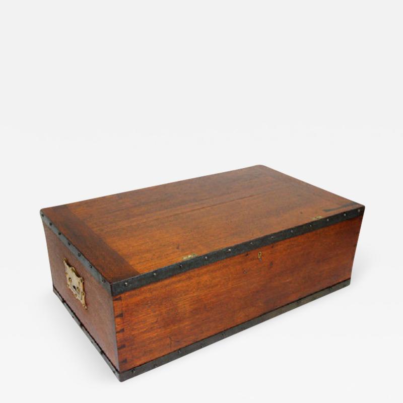 Brass bound teak campaign trunk