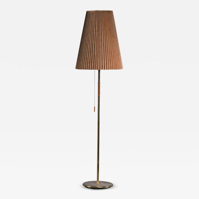 Brass floor lamp with paper shade