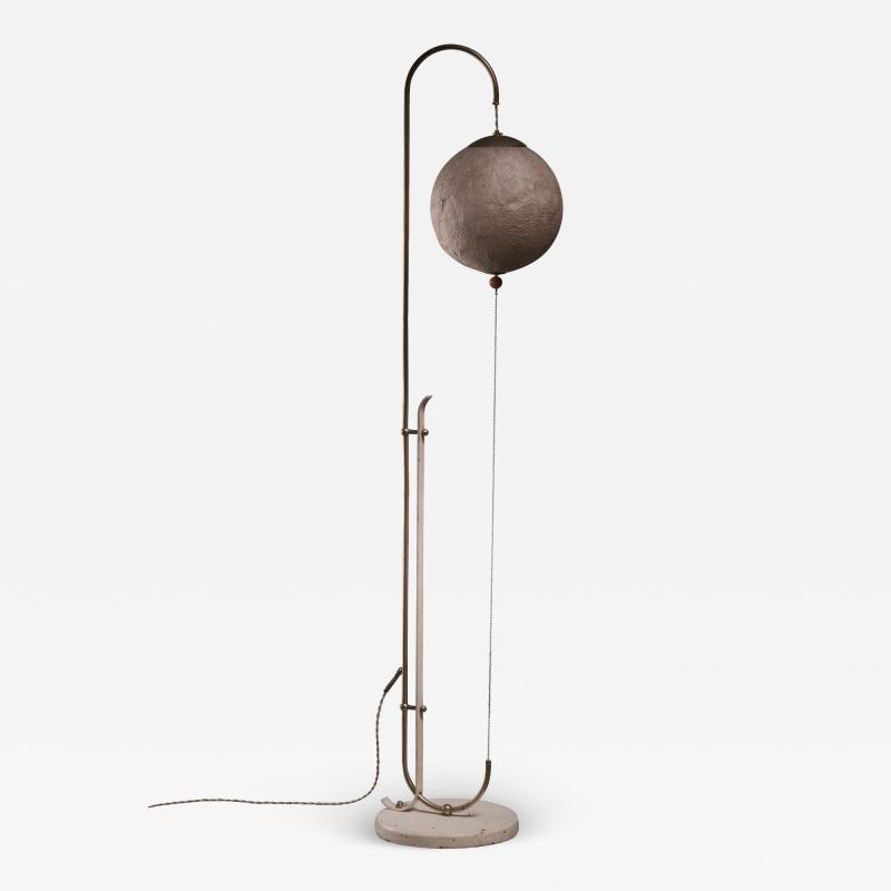 Brass floor lamp with paper shade