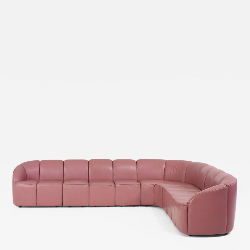 Brayton Pink Leather 10 Piece Modular Sofa 1980