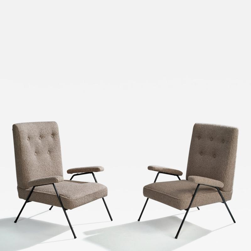 Brazilian Designer Lounge Chairs with Iron and Fabric Brazil 1950s
