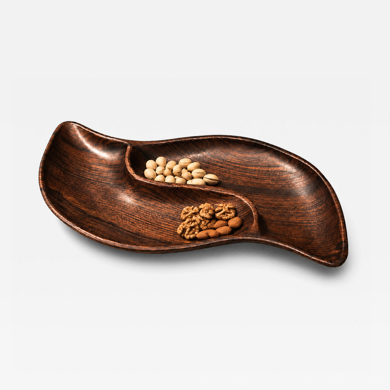 Brazilian Mid Century Modern Sculptural Platter in Solid Jacarand Rosewood