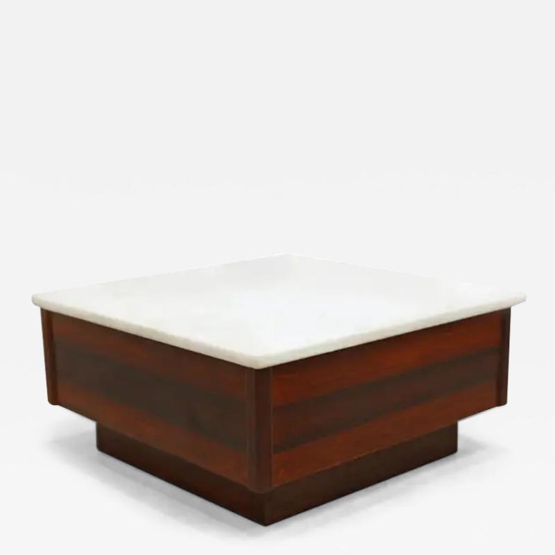 Brazilian Modern Coffee Table in Hardwood Marble Top Unknown c 1960