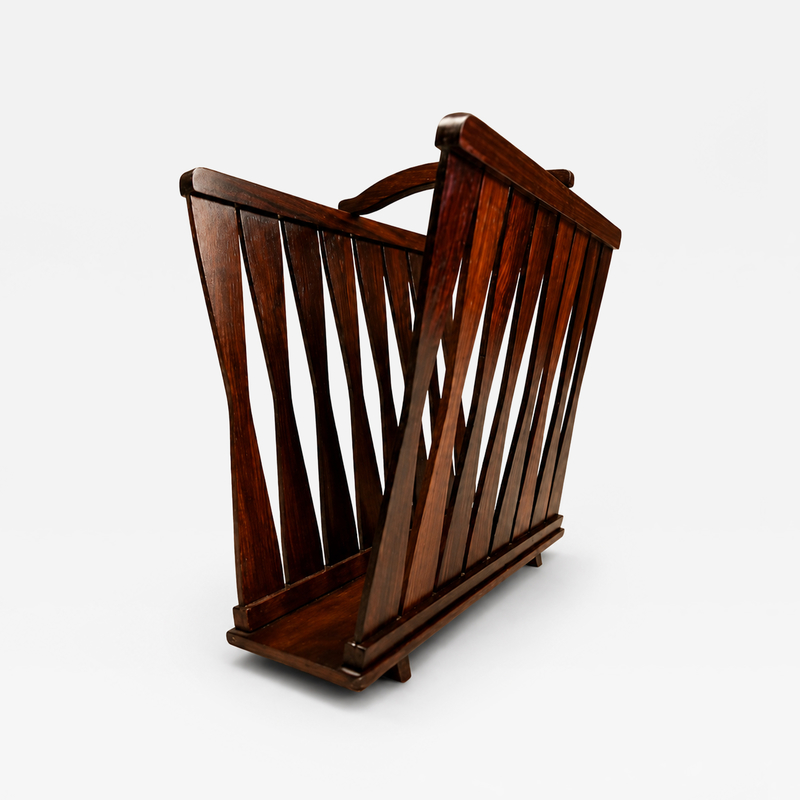Brazilian Modern Magazine Rack in Solid Rosewood Jacarand Brazil c 1960s