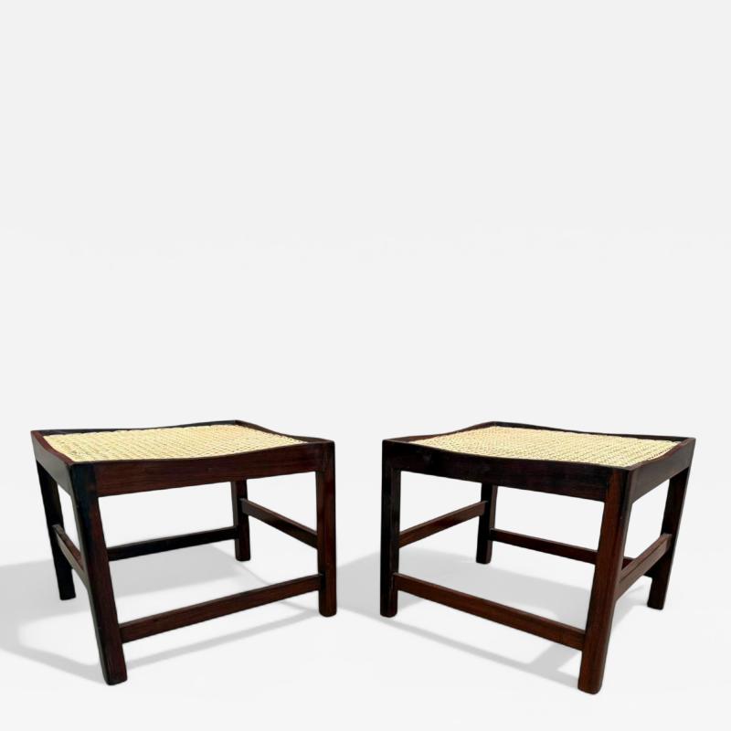 Brazilian Modern Pair of Stools in Rosewood and Cane Unknown 1960s
