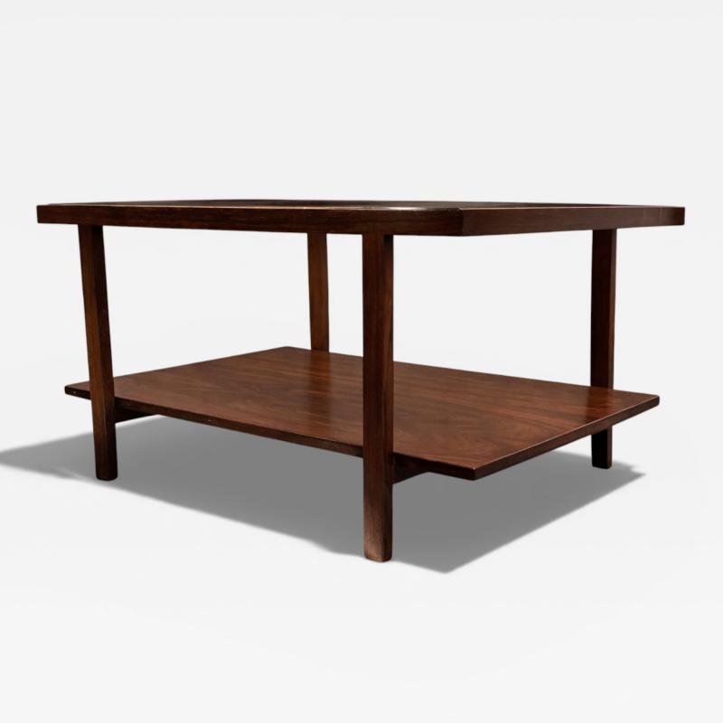 Brazilian Modern Rectangular Side Table in Rosewood Glass Unknown 1960s