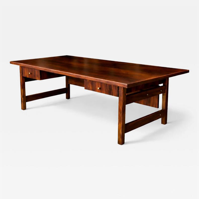 Brazilian Modern Rosewood Desk with Dual Drawers Brazil 1960s