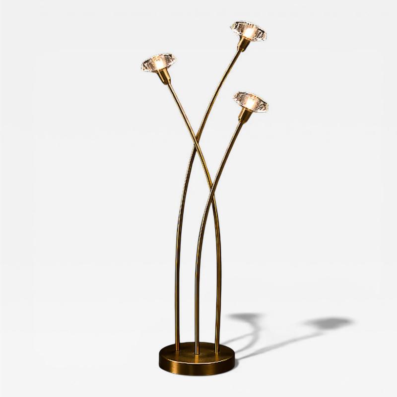 Brazilian Modern Sculptural Bamboo Form Floor Lamp in Gilded Brass Brazil