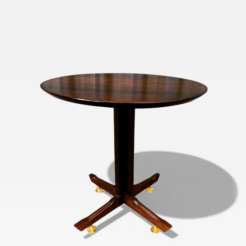 Brazilian Modern Sidetable in Rosewood Brass Feet Unknown 1950s