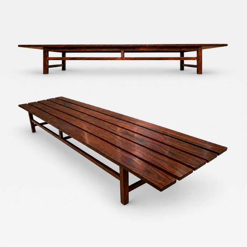 Brazilian Modern Slatted Bench in Rosewood Att to Joaquim Tenreiro 1960s