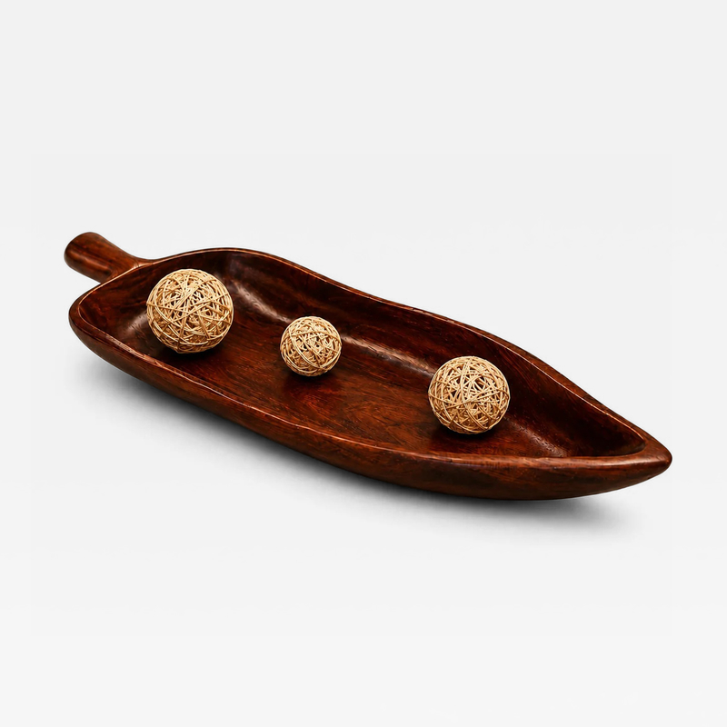 Brazilian Modern Solid Rosewood Leaf Serving Tray Brazil c 1960