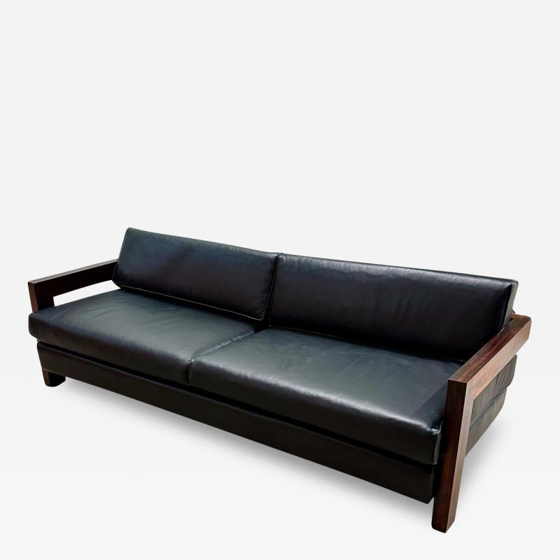 Brazilian Rosewood Sofa Black Leather 1960