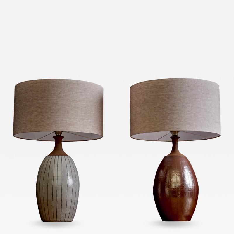 Brent Bennett Brent Bennett Pair of Table Lamps in white and brown ceramic USA 2022