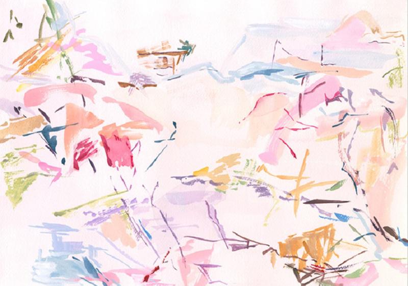 Brett Design Pink Hills Mural Wallpaper 