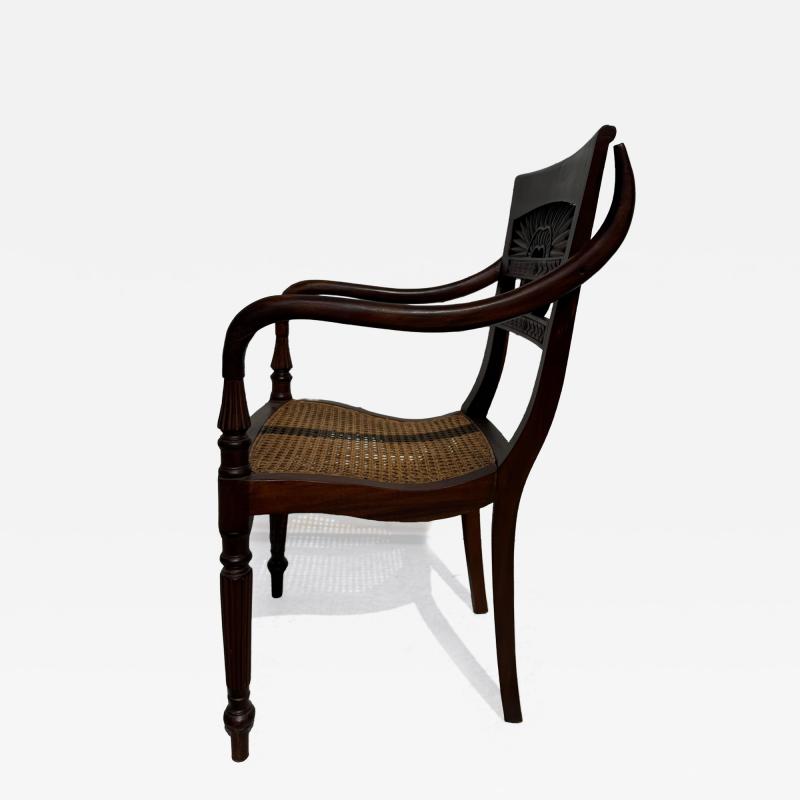British Colonial Style Cane Seat Armchair