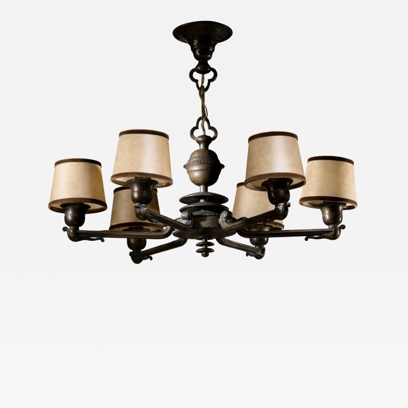 Bronze 6 armed chandelier