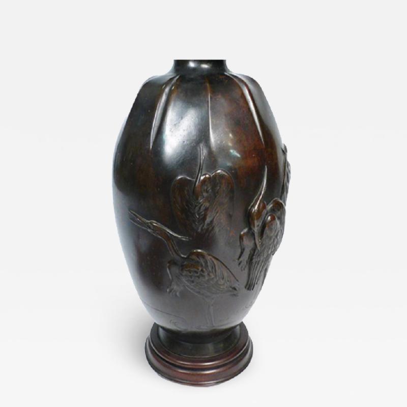 Bronze Asian Crane Lamp