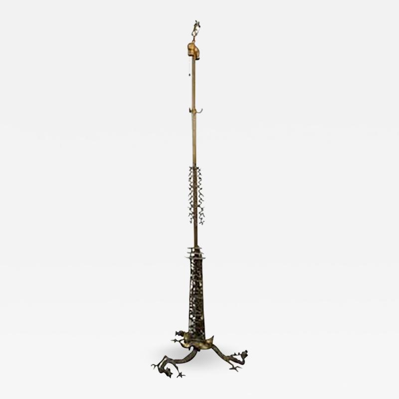 Bronze Austrian Dragon Chinoiserie Style Floor Lamp