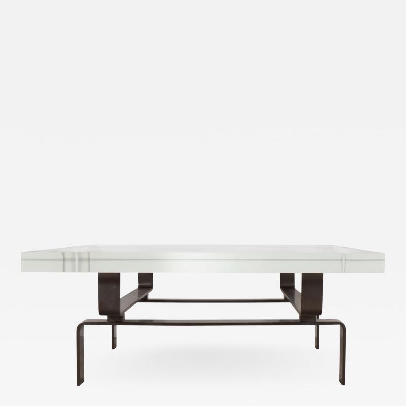 Bronze Cocktail Table with Lucite Top by Appel Modern