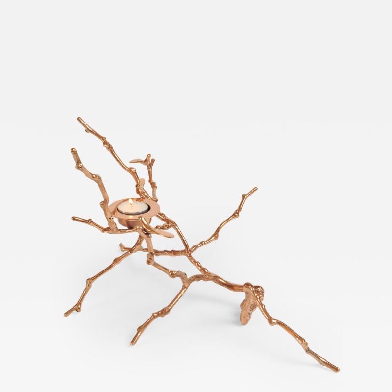 Bronze Magnolia Candle Holder