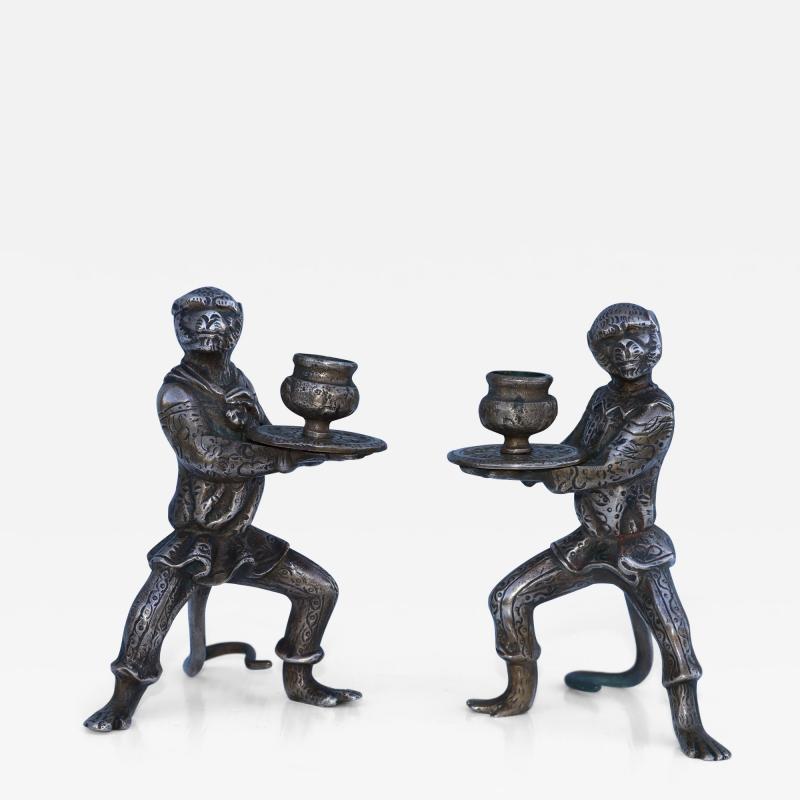 Bronze Monkey Candle Holders