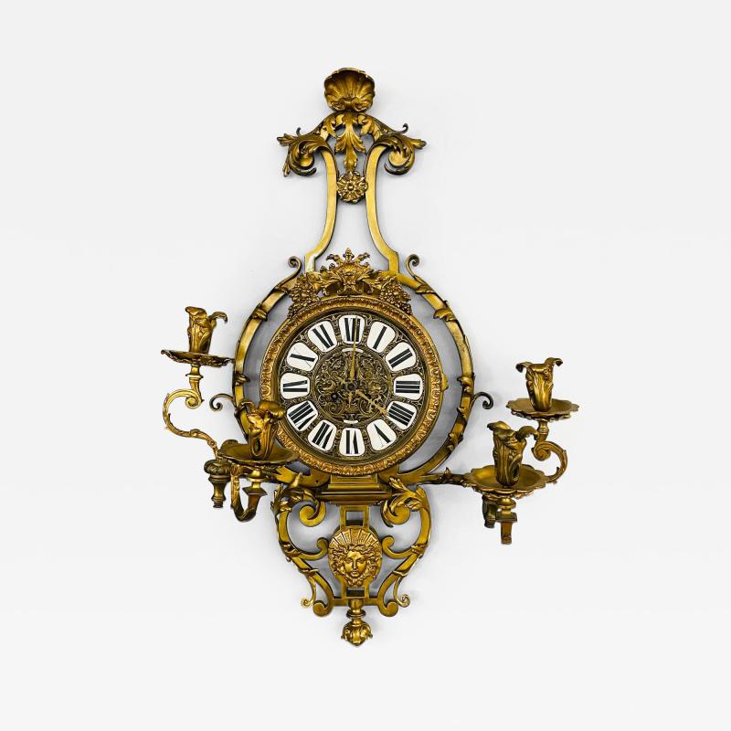 Bronze Sconce Wall or Cartel Clock Lerolle Freres Paris Rare Unusual