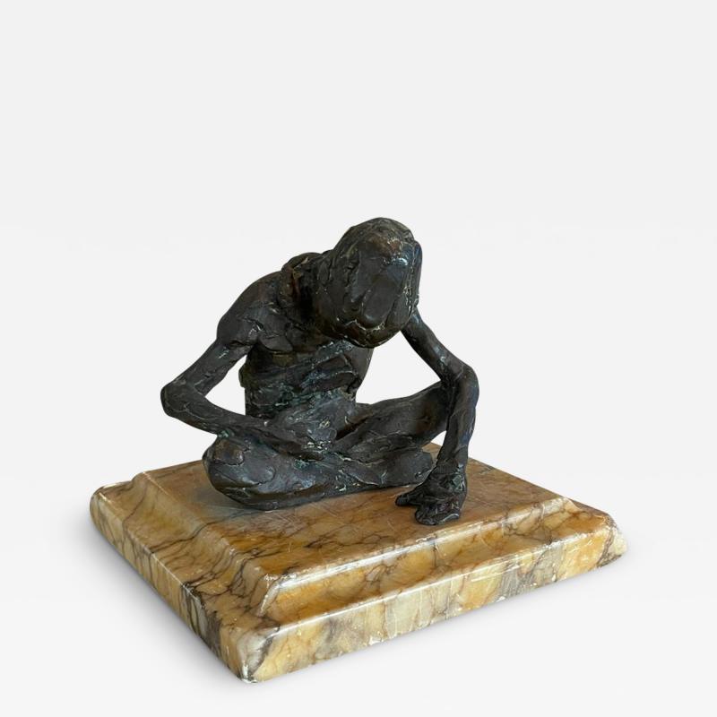 Bronze Sculpture on Marble Base France 1940s