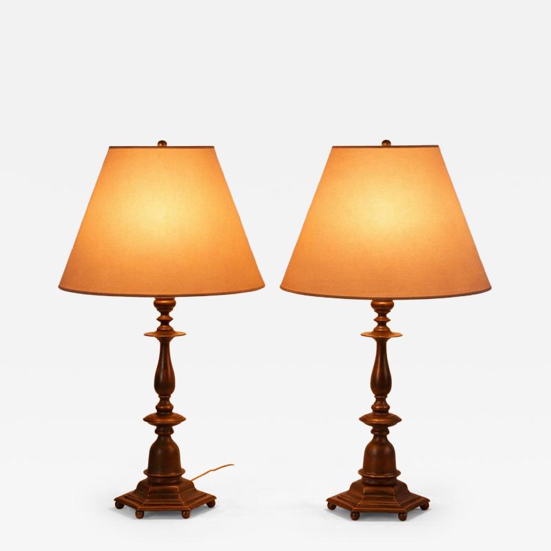 Bronze Table Lamps with Hexagonal Bases