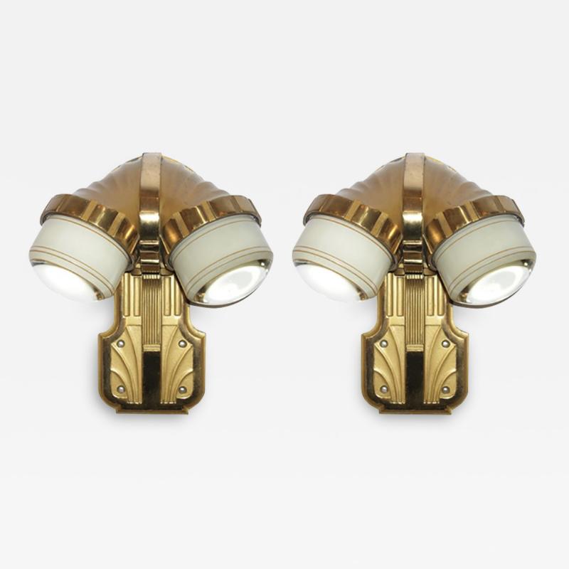 Bronze Train Wall Sconces Early 20th Century