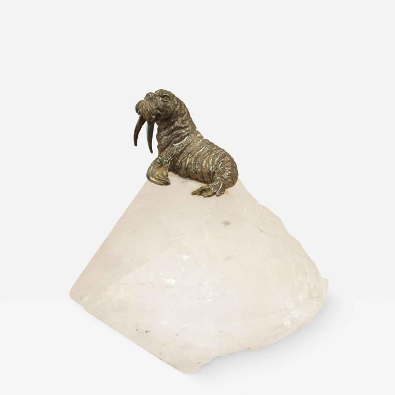 Bronze Walrus on a Crystal