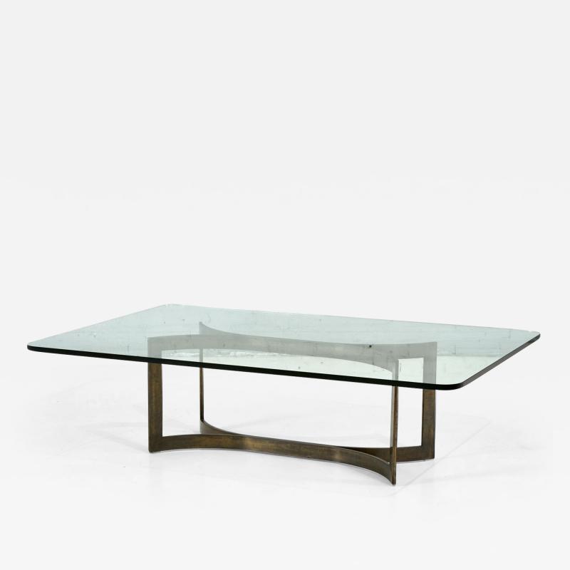 Bronze and Glass Sculptural Coffee Table Style of Pace 1960