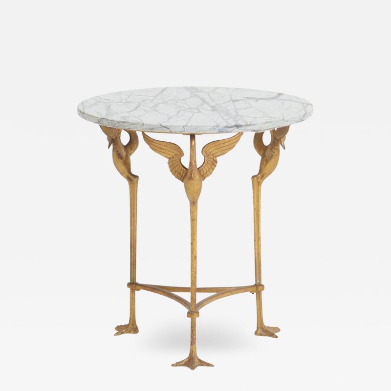 Bronze and Marble Swans Side Table