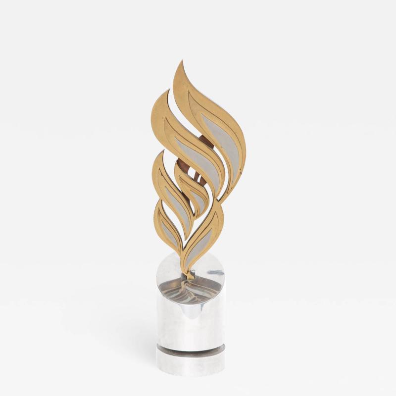 Bronze and aluminum sculpture and brass rotating the flame Nameless 