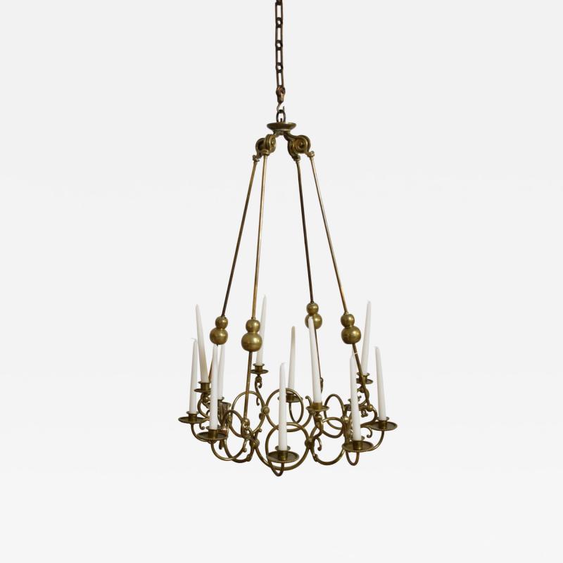 Bronze and brass 12 candles ceiling lamp 19th c 