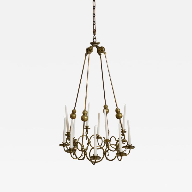 Bronze and brass 12 candles ceiling lamp 19th c 