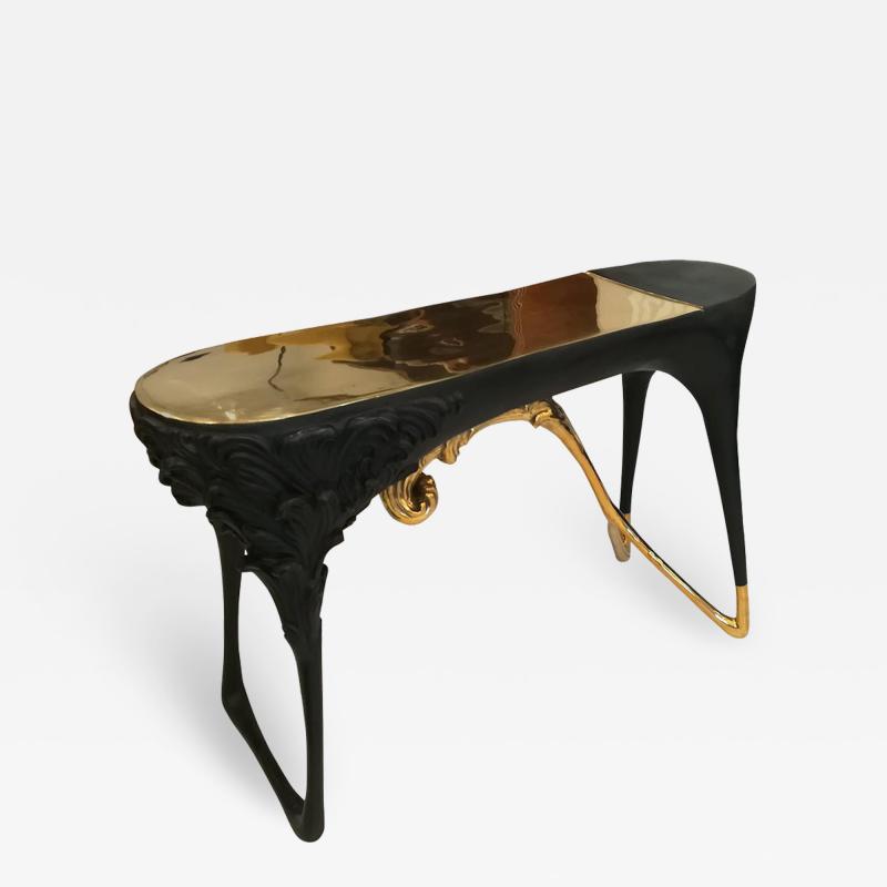Bronze console black and gold patina