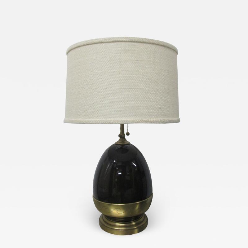 Brown Ceramic and Brass Lamp