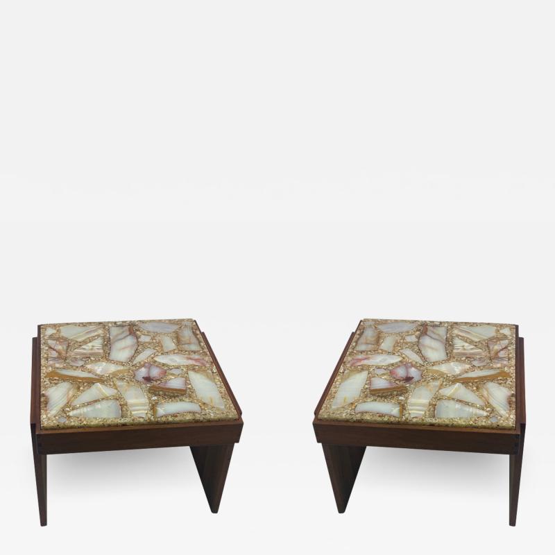 Brown Saltman UNUSUAL PAIR OF MID CENTURY SPECIMEN TOP TABLES