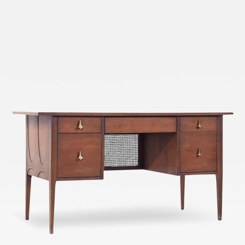 Broyhill Brasilia Mid Century Walnut and Brass Desk