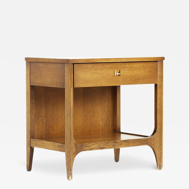 Broyhill Brasilia Mid Century Walnut and Brass Nightstand