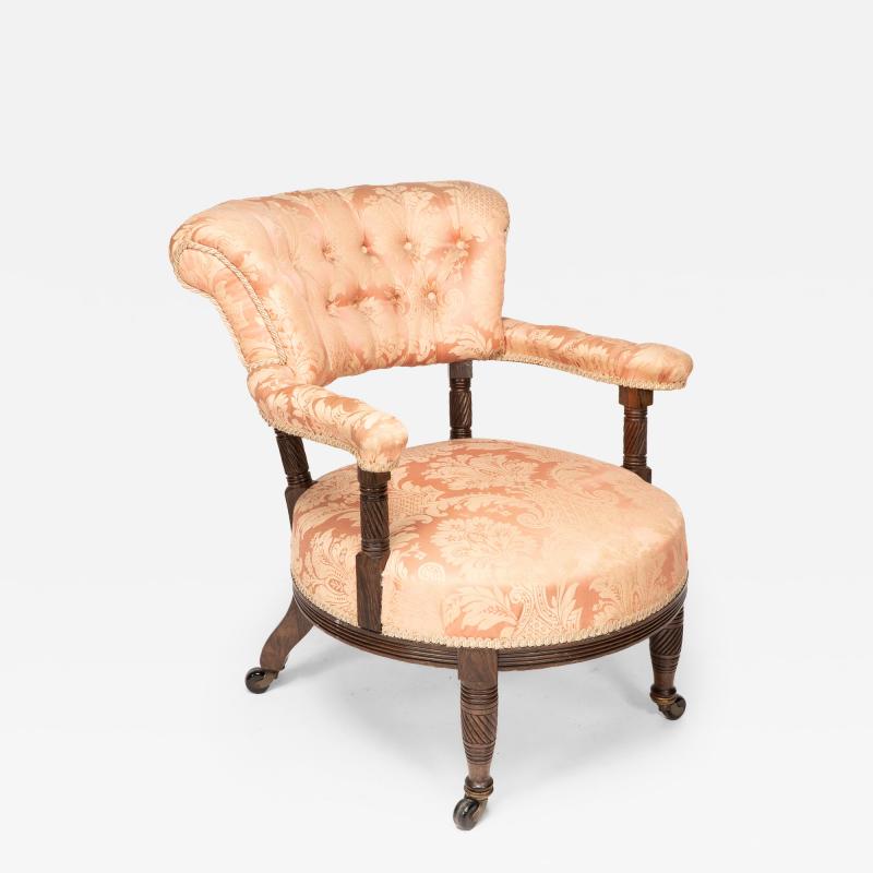 Bruce Talbert Bruce Talbert Gillows Aesthetic Movement rosewood armchair with pink upholstery