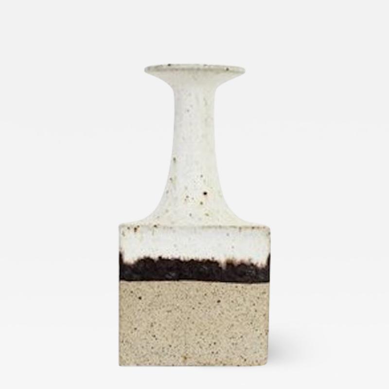 Bruno Gambone BRUNO GAMBONE ITALIAN CERAMIC VASE WITH CREAM AND BROWN DECORATION